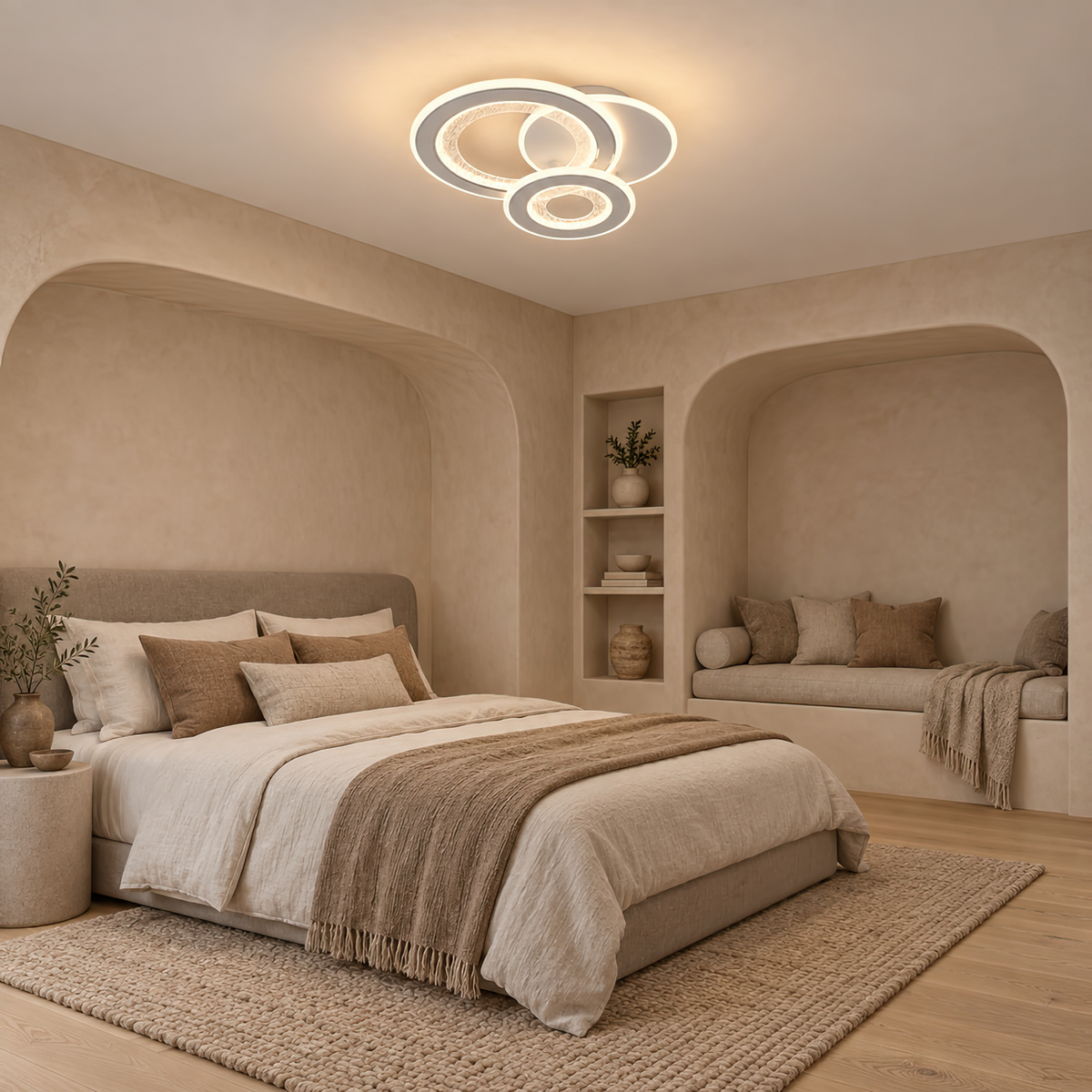 Lustra LED 53W, 3 Cercuri, lumina Rece/Calda/Neutra, Alb, imaginea 8