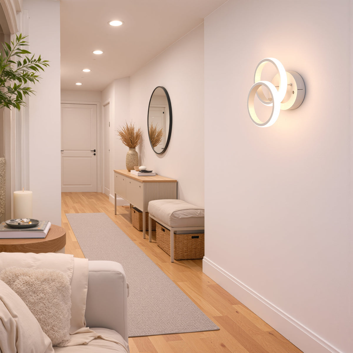 Lustra LED VERTEX CIRCULA 21W, 2 Cercuri, Rame Metalice, lumina Rece/Calda/Neutra, Alb, imaginea 6