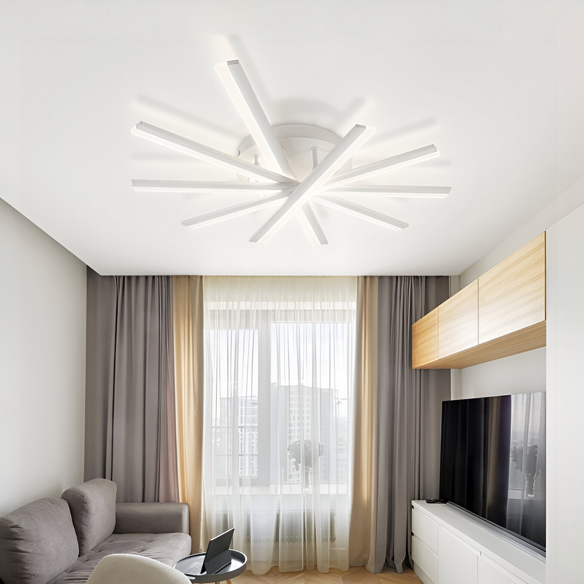 Lustra LED cu telecomanda ZOE, 67W, lumina Rece/Calda/Neutra, Dimabila, Alb