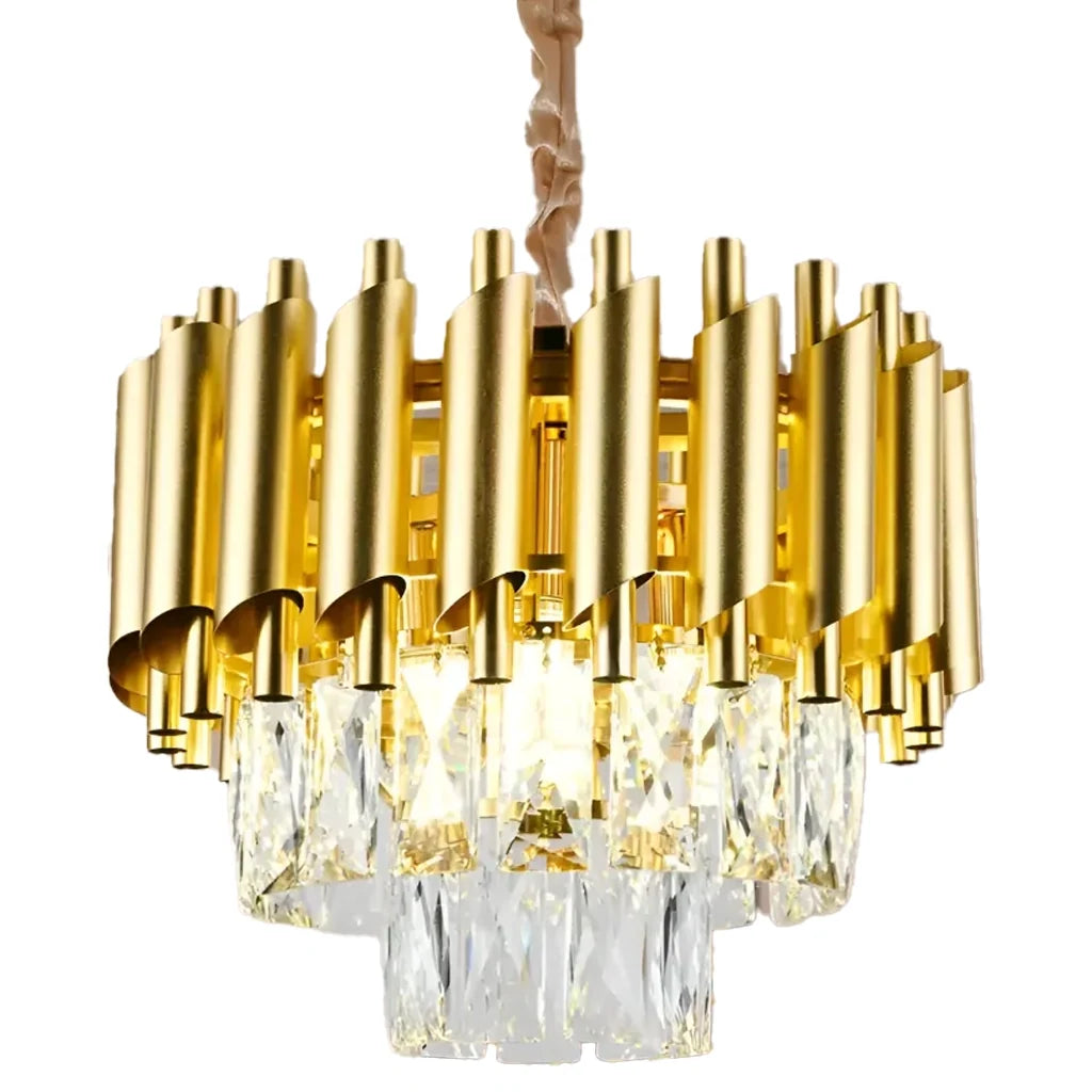 Candelabru Cristal VERSAILLES Petito 3xE14, Diametru 30cm, Auriu, Inaltime Reglabila, Metal si Cristal