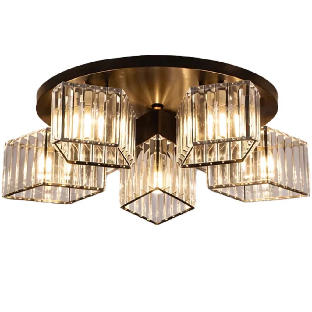 Lustra Clasica Moderna Sasha, LC117/5BK, 5x E27, Metal si Cristal, Negru, Abajur