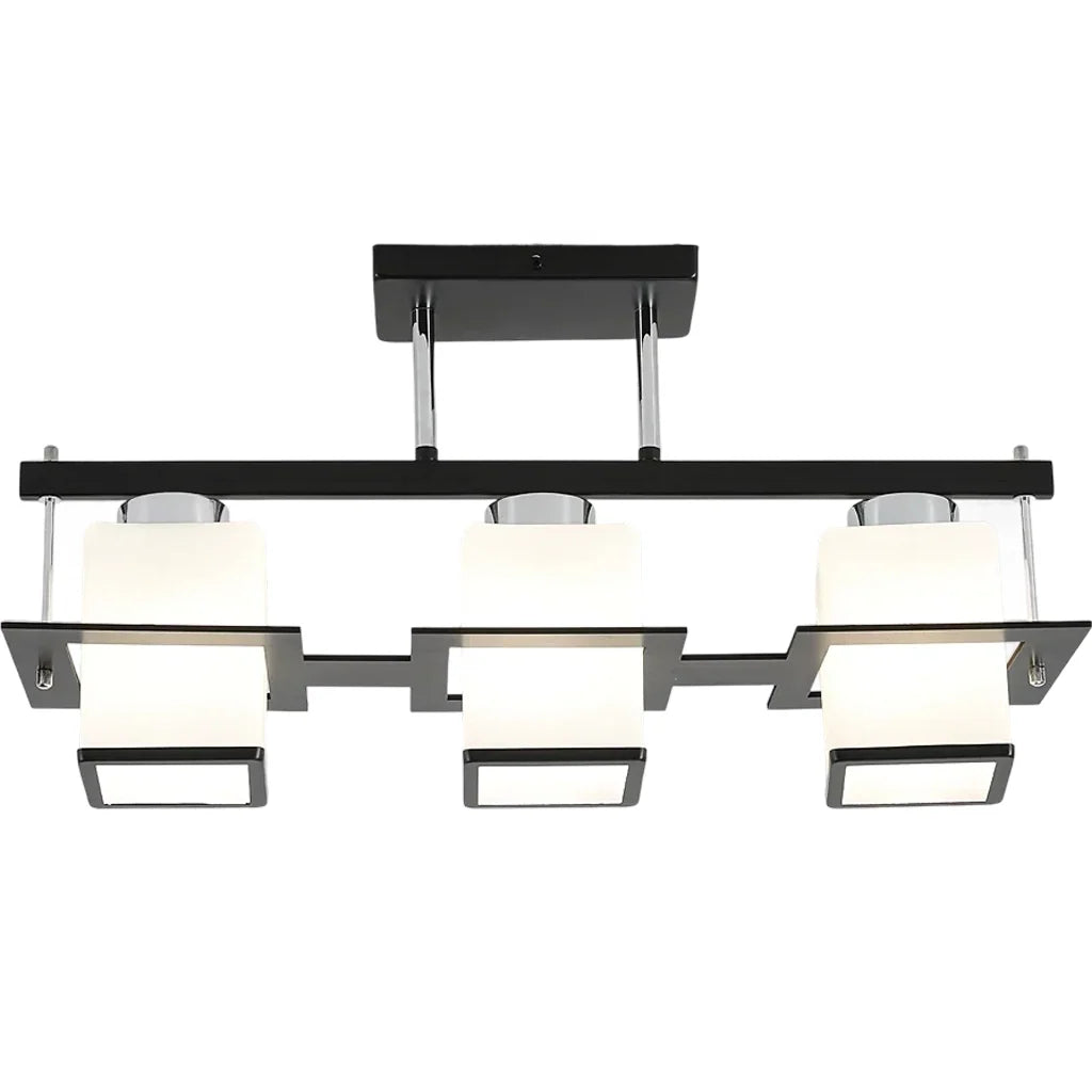 Lustra Clasica Aramis cu Lemn Abajur Patrat 3x E27 Gri Negru, imaginea 4