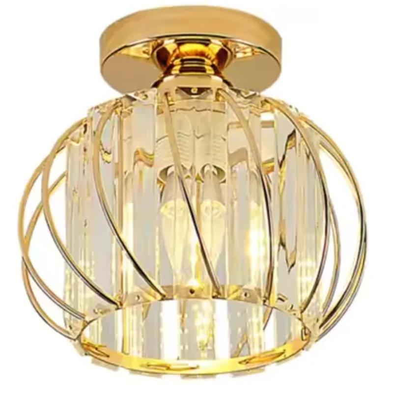 Lustra Monica, 1XE27, Auriu, D 16cm, Metal si Cristal
