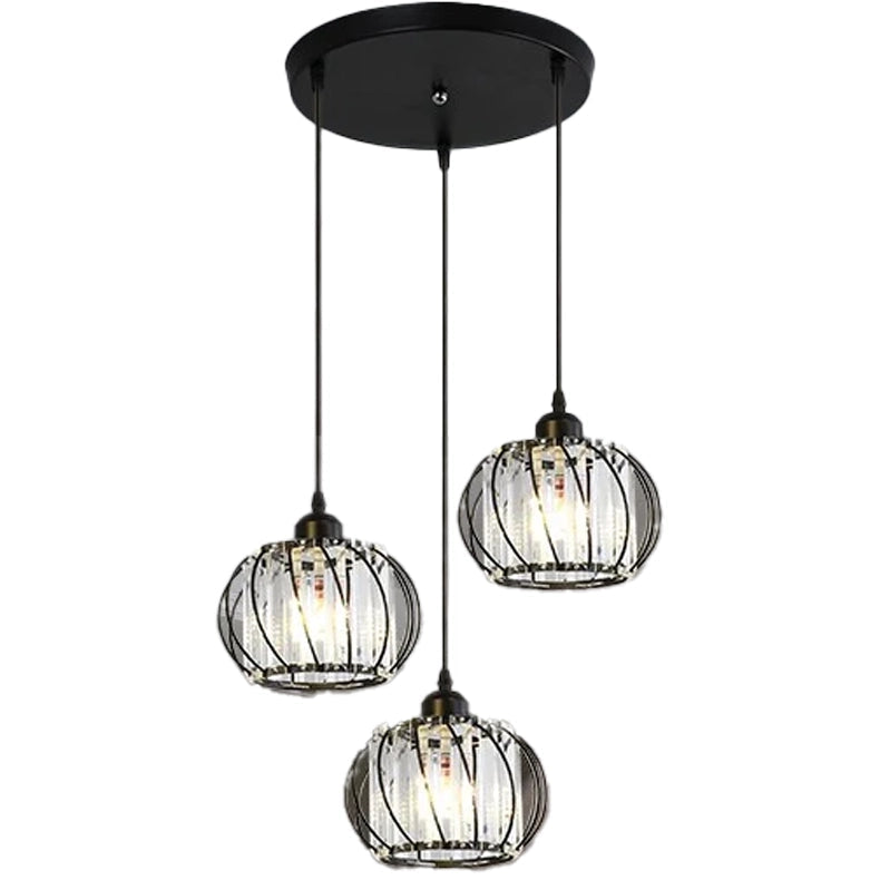 Lustra Monica, 3 X E27, Negru, Metal si Sticla
