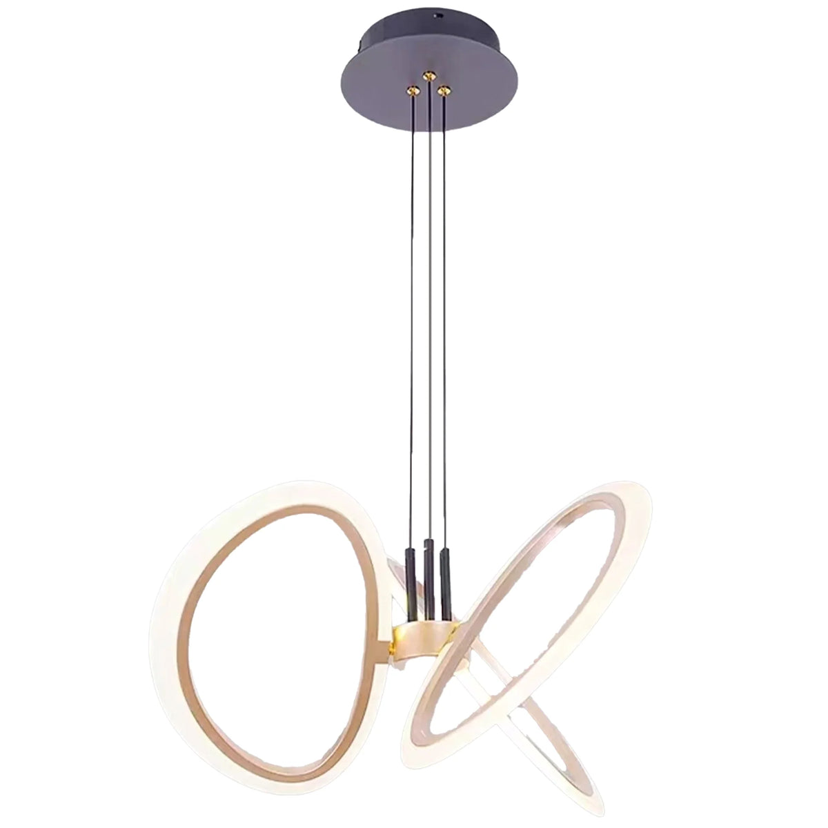 Lustra LED suspendata cu Telecomanda RIMINI 52W, 3 Elemente, lumina Rece/Calda/Neutra, Dimabila, Auriu