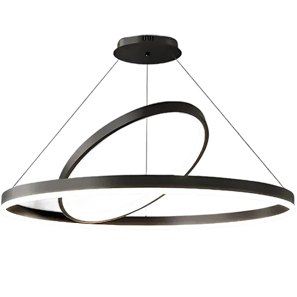 Lustra LED Suspendata PAGANO 47W, 3000K, 2 Cercuri, Negru, Inaltime Reglabila, imaginea 6