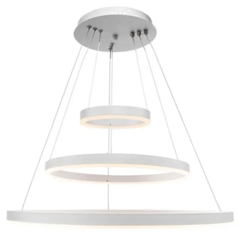 Lustra LED suspendata cu telecomanda SERENA 85W, 60cm, 3 Cercuri, lumina Rece/Calda/Neutra, Dimabila, Alb, Inaltime Reglabila, imaginea 3