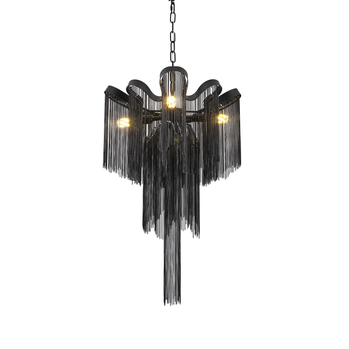 Candelabru Aurora, 4xE14, Diametru 43 cm, Inaltime 68 cm, Negru, Metal
