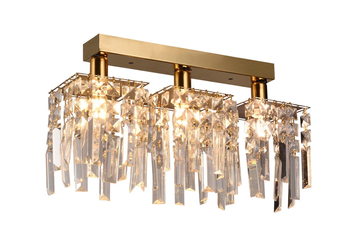 Candelabru Cristal Imperia, 3xE14, 35x6x9, Auriu, Cristal, Metal