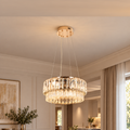 Candelabru Cristal ELYSIAN Nobile 5xE14, D40 cm, Auriu, Inaltime Reglabila, Metal si Cristal