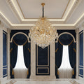 Candelabru Cristal KONIG Supremo, 24xE14, D100 cm, Auriu, Inaltime Reglabila, Metal si Cristal
