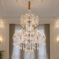 Candelabru Cristal, 55xE14, Diametru 145cm, Inaltime 230cm, Argintiu, Inaltime Reglabila, Design Elegant