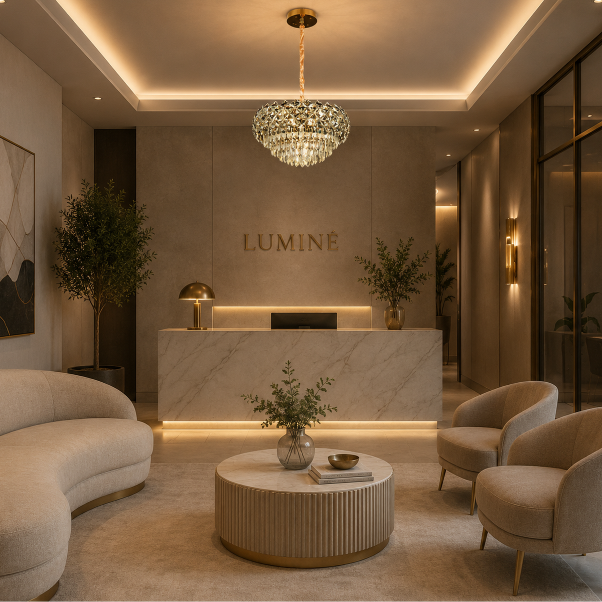 Candelabru Cristal BANO Eleganza, 60W, 7xE14, Inaltime Reglabila, Metal si Cristal, Auriu