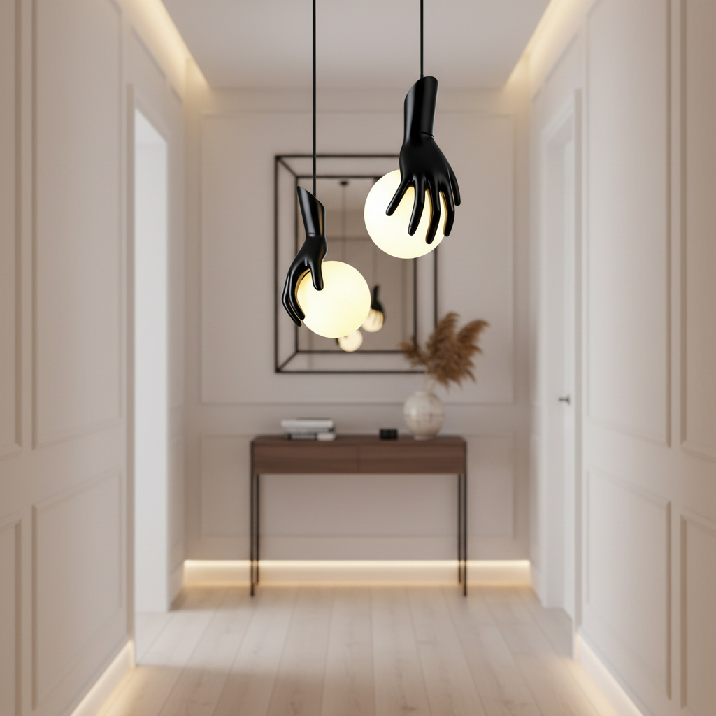 Aplica LED Decorativa MANOS, 13x120cm, 1xG9, Sticla si Resina, Negru