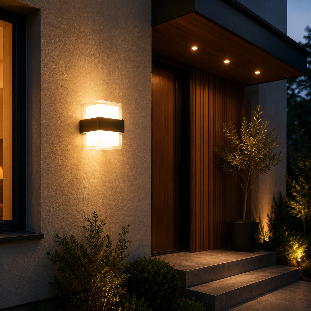 Aplica LED Exterior AMIRA, 8W, 2 Surse de lumina, Lumina Calda, Negru, imaginea 1