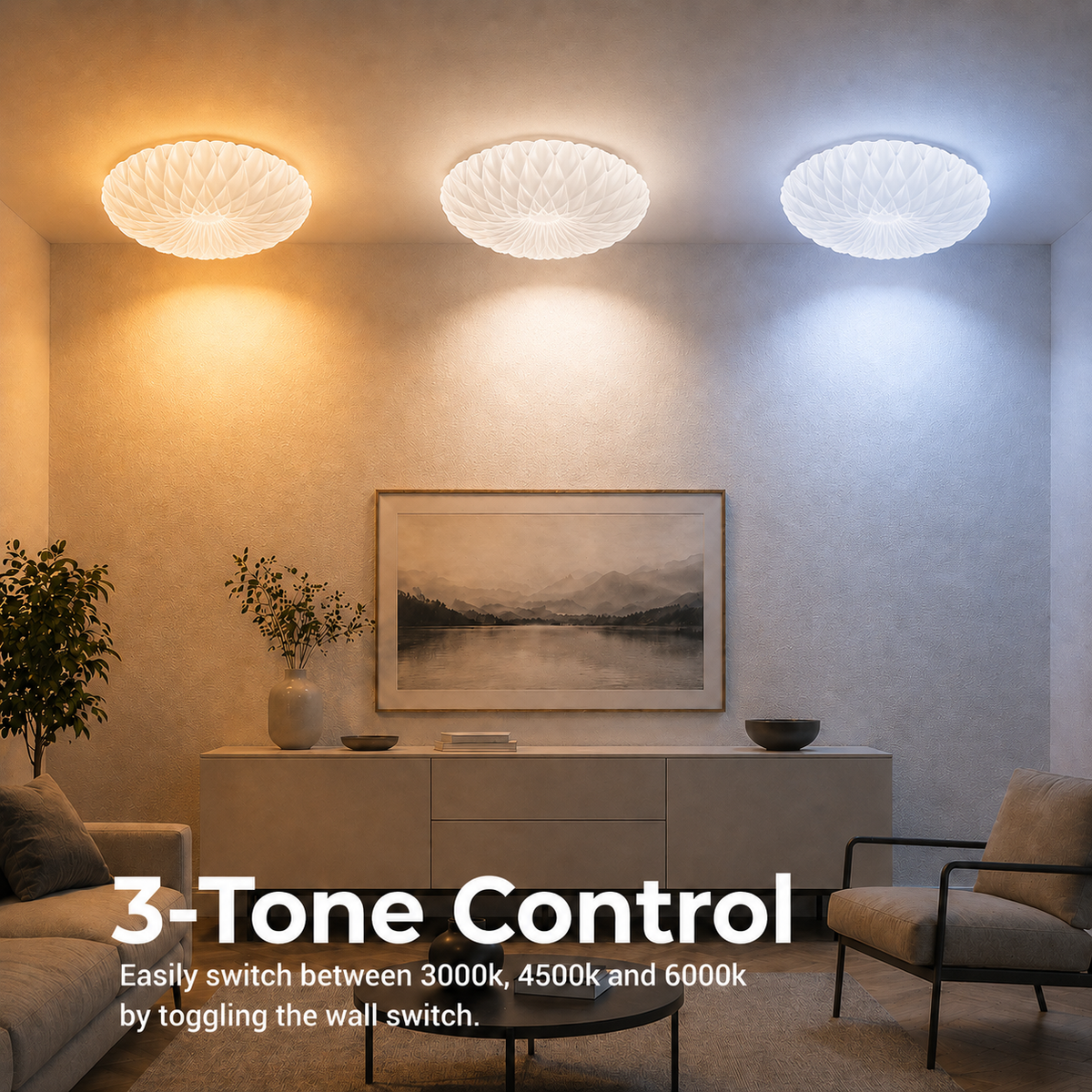 Plafonieră PL154 LED 35 cm, 31W, 3000K / 4000K / 6000K, Alb, Metal si Acril