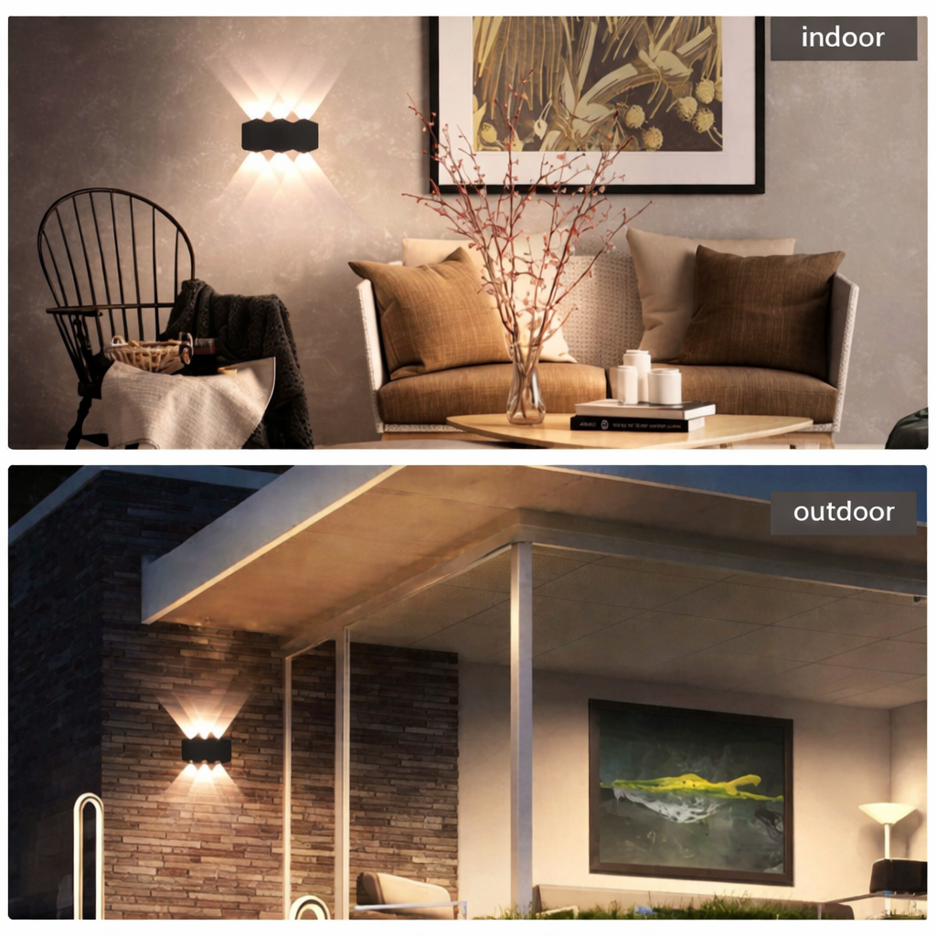 Aplica LED Exterior AX231, 12W, 6 Surse de lumina, Lumina Calda, Negru