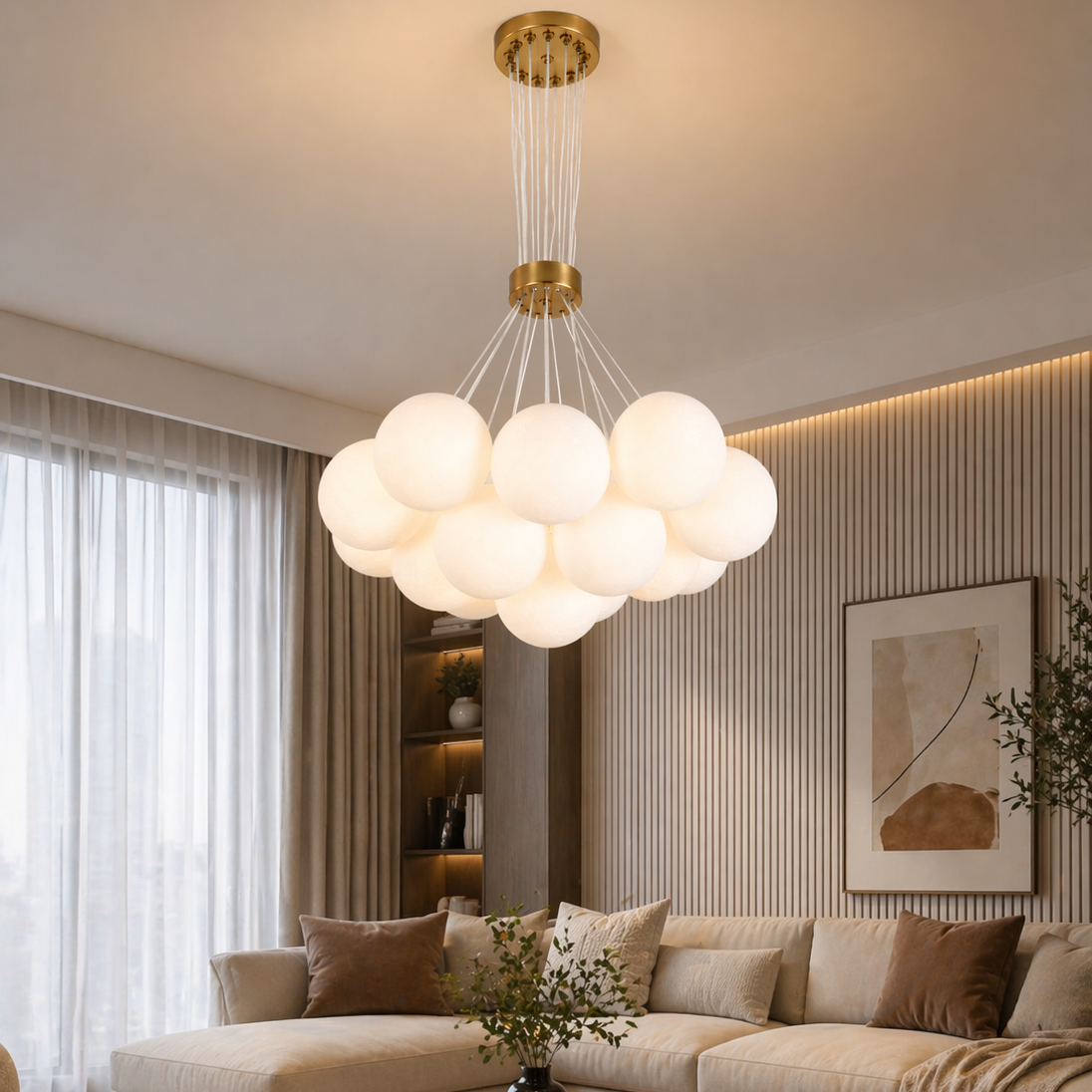 Lustra MODERNA LOFT Bagliore, Glob, 7xE27, Inaltime Reglabila, Auriu