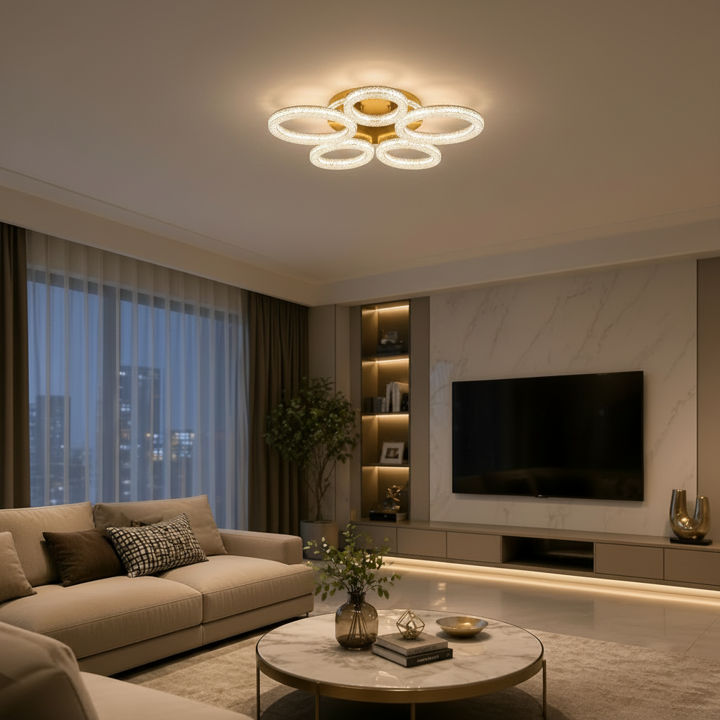 Lustra LED cu telecomanda VEYRO, 66W, Lumina Rece/Calda/Neutra, Dimabila, Auriu