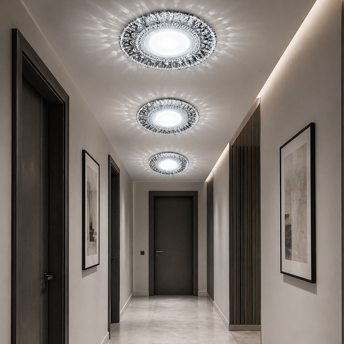 Spot LED ORBITA, 5W, Rotund, Lumina Rece + RGB, Alb, Rasina si Sticla SL681WH