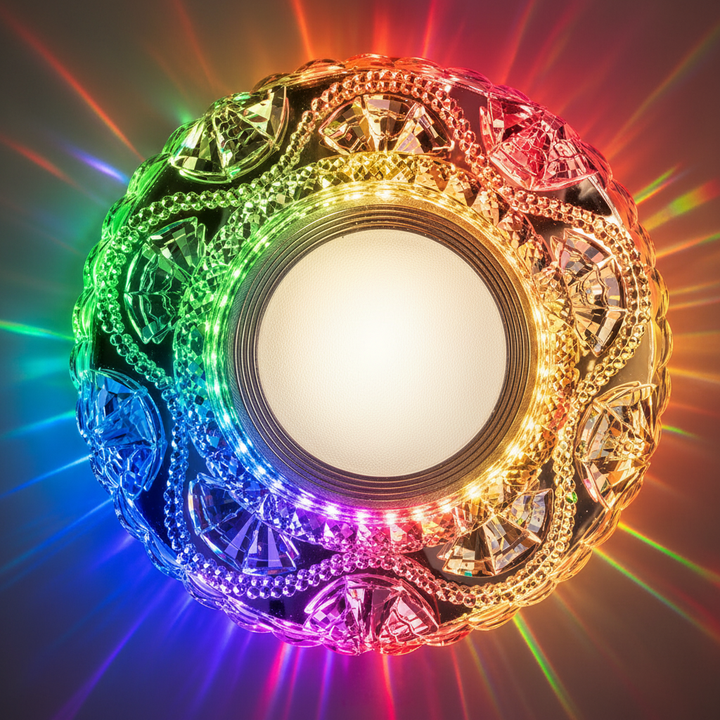 Spot LED ORBITA, 5W, Rotund, Lumina Rece + RGB, Alb, Rasina si Sticla SL682WH