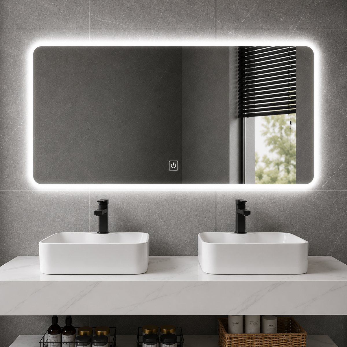 Set Mobilier AVEN Duo pentru Baie, 140cm, 3 Piese, Alb