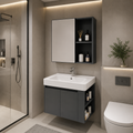 Set Mobilier EVOQ pentru Baie,Latime 70cm, 2 Piese, Gri si Alb