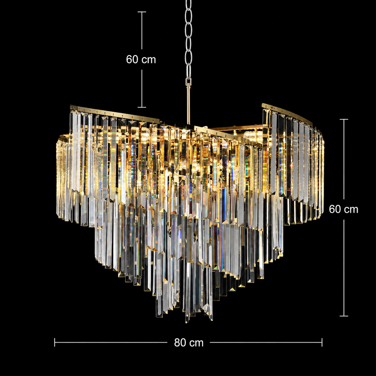 Candelabru Cristal TWEEZE Regalis, Φ80cm, 16xE14, Auriu, Metal si Cristal
