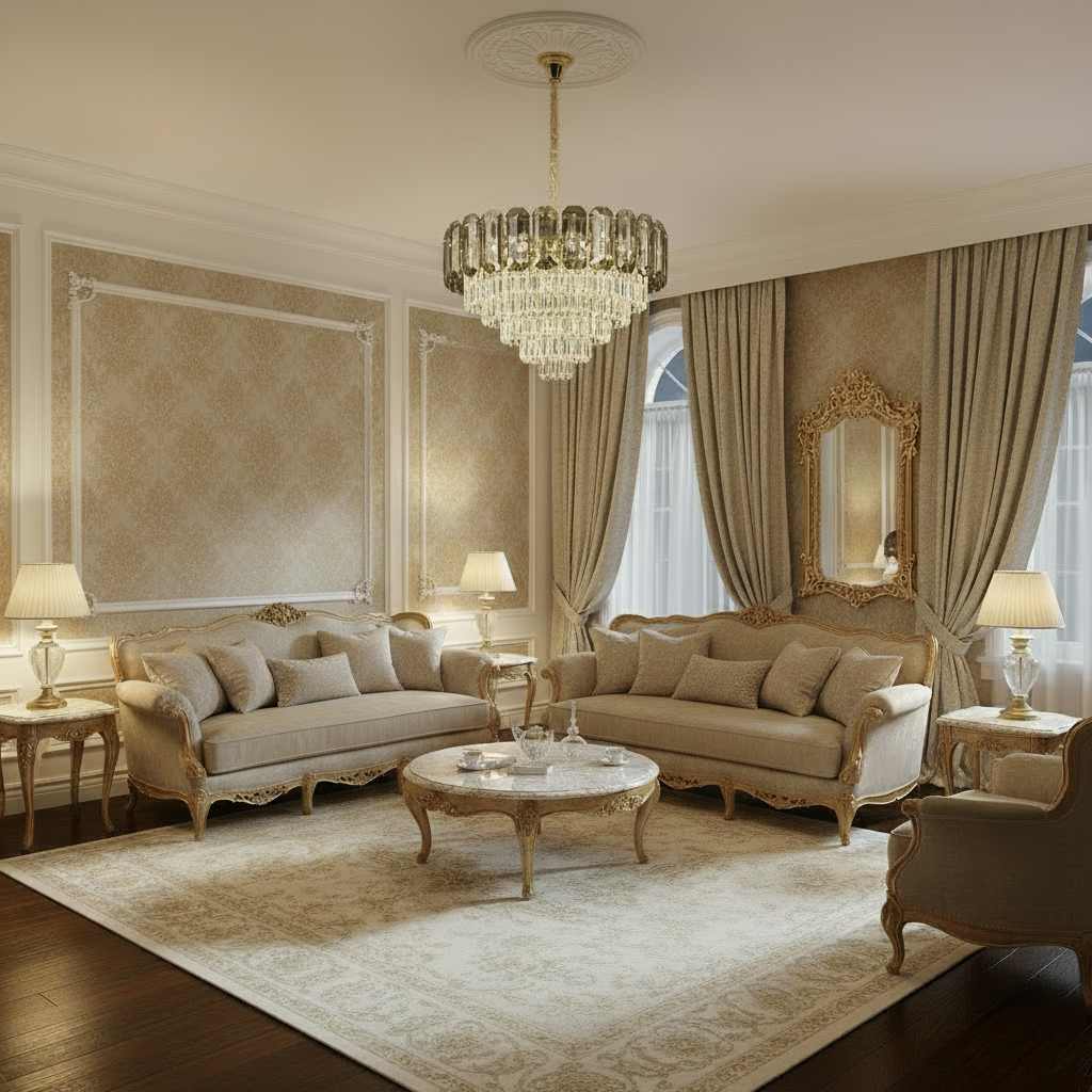 Candelabru Cristal AURUM Nobile 9xE14, Diametru 40cm, Inaltime 30cm, Auriu Lucios, Inaltime Reglabila, Design Elegant