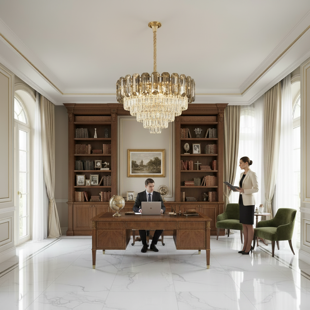 Candelabru Cristal AURUM Nobile 9xE14, Diametru 40cm, Inaltime 30cm, Auriu Lucios, Inaltime Reglabila, Design Elegant