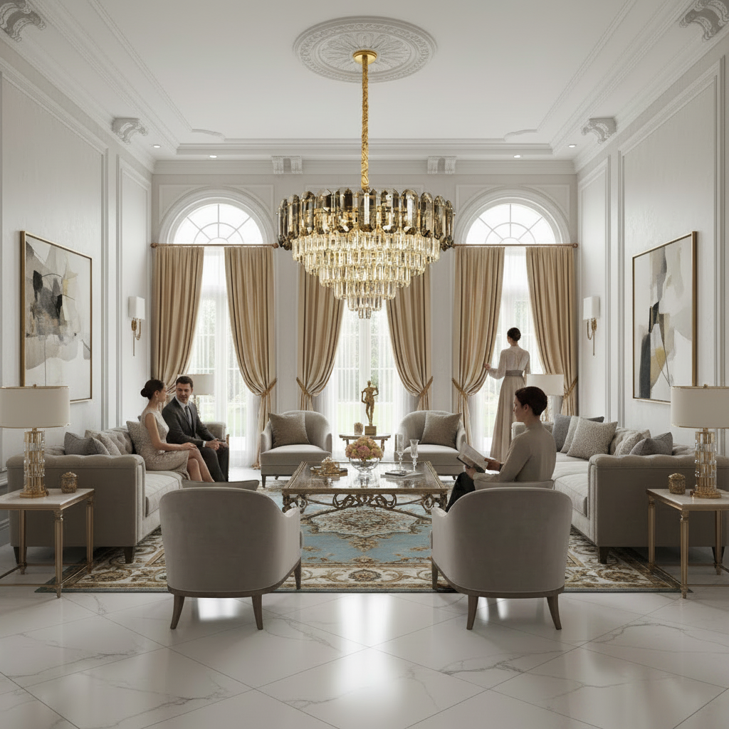 Candelabru Cristal AURUM Magno 12xE14, Diametru 60cm, Inaltime 40cm, Auriu Lucios, Inaltime Reglabila, Design Elegant