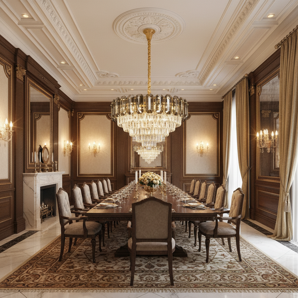 Candelabru Cristal AURUM Magno 12xE14, Diametru 60cm, Inaltime 40cm, Auriu Lucios, Inaltime Reglabila, Design Elegant