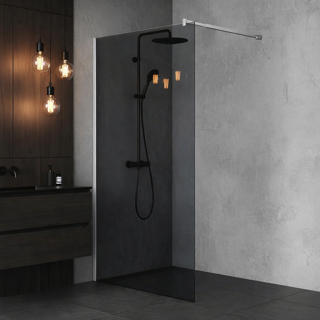 Paravan duș Walk-In 120x195 cm, sticlă securizată 8 mm, gri, profil metalic rezistent