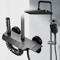 Coloana de dus ATID, Metal, Para Patrata, Efect Ploaie, 3 Functii, Montare Pe Perete, Gri, Accesorii Incluse
