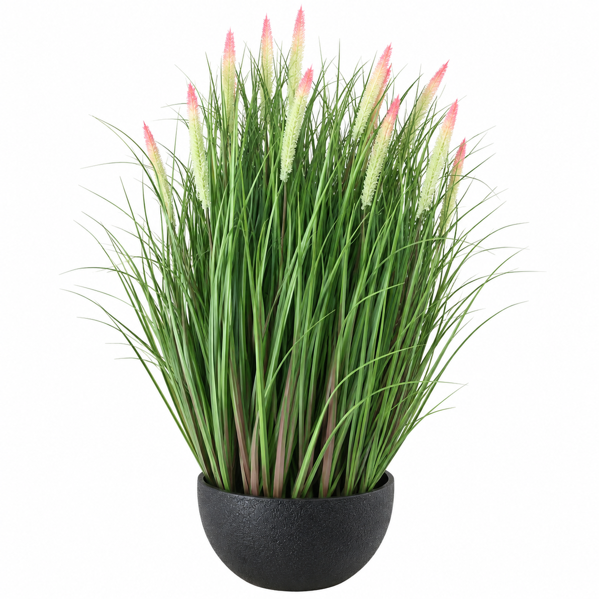 Planta Artificiala, Iarba in Ghiveci Ornamentala Tip Coada Vulpii, 61 cm, cu 19 Spice, Verde si Roz SSPZ/1136PK