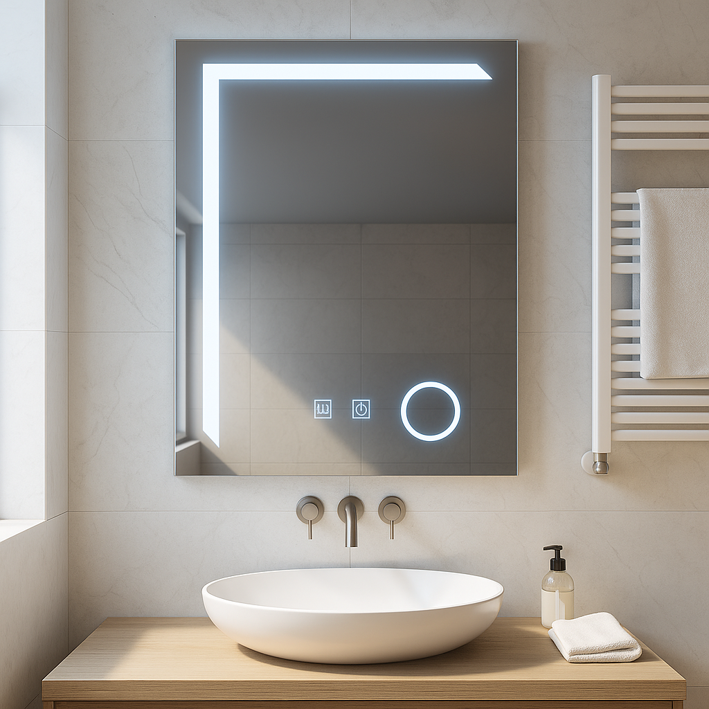 Oglinda LED Rectangulara, 50x70cm, Linea Touch, Sistem Dezaburire, Dimabila