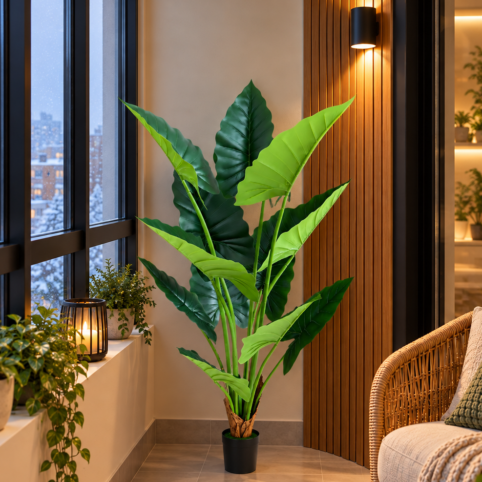 Decorațiune Alocasia, Plastic, 150 cm, Verde