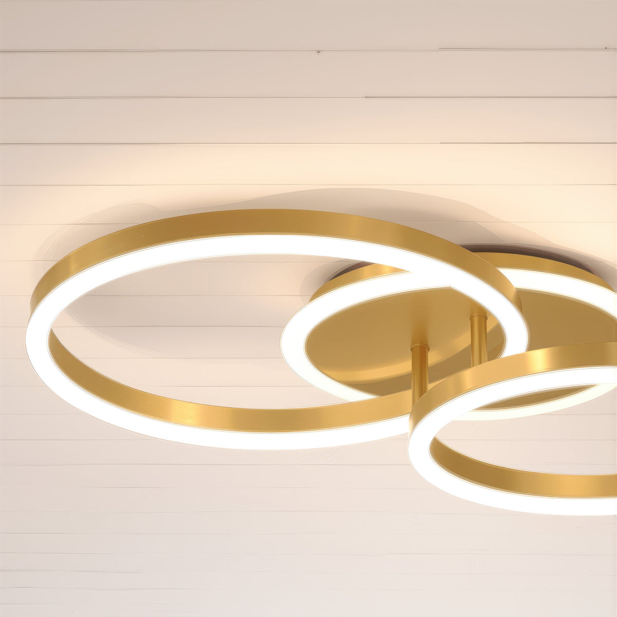 Lustra LED cu telecomanda RINOVA 66W, 2 Cercuri, lumina Rece/Calda/Neutra, Dimabila, Auriu Lucios, imaginea 9