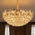Candelabru Cristal JARDIN Regalis 24xE14, Diametru 80cm, Inaltime 40cm, Auriu Lucios, Inaltime Reglabila, Design Elegant
