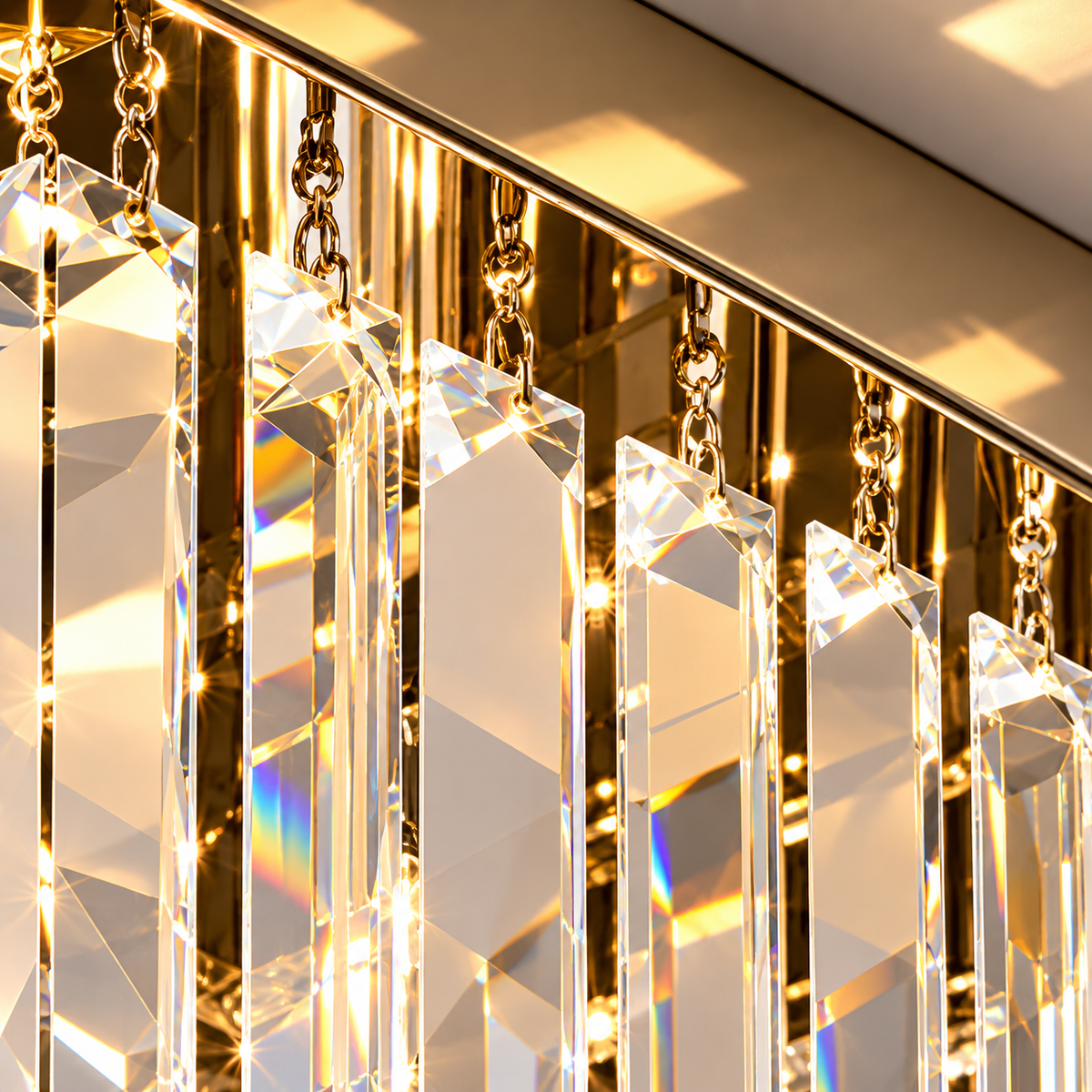 Lustra Cristal MARTINEZ Linear Luxe, Diametru 35cm, 4x E14, Crom Lucios