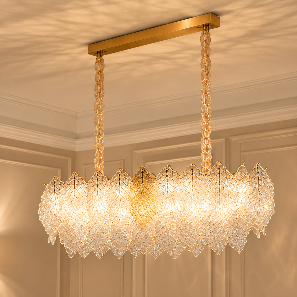 Candelabru Cristal LACE Royale 11xE14, Dimensiune 83x33 cm, Inaltime 31 cm, Auriu Lucios, Inaltime Reglabila, Design Elegant