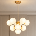 Lustra plastic rotomulat ORBS Magno, 54cm, 9xE27, Globuri, Auriu
