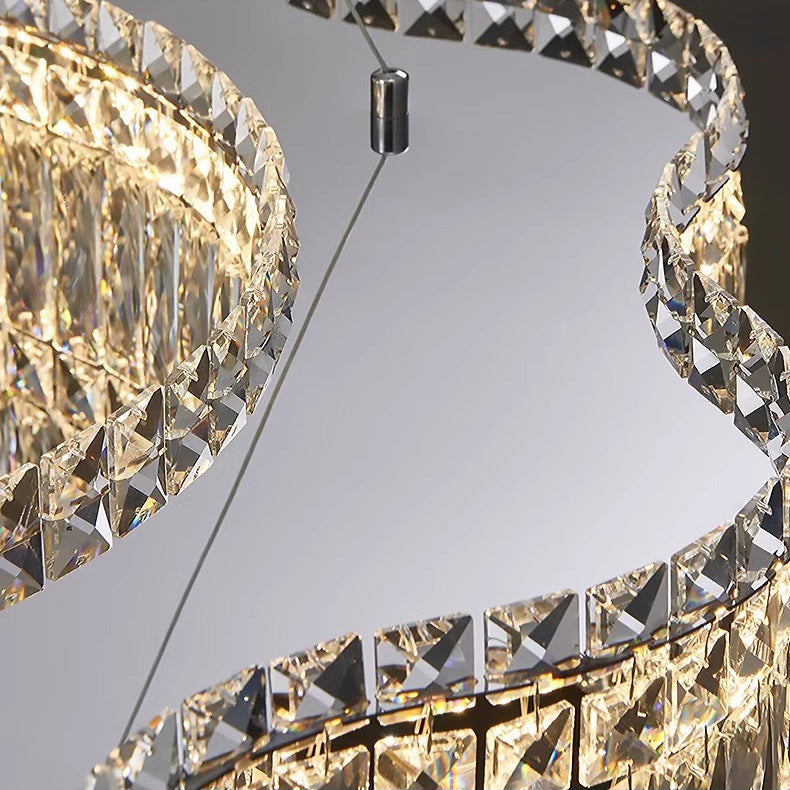 Candelabru Cristal LED cu Telecomanda WAVE Regalis, 52W, Lumina Calda/Rece/Neutra Inaltime Reglabila, Lumina Dimabila, Metal si Cristal