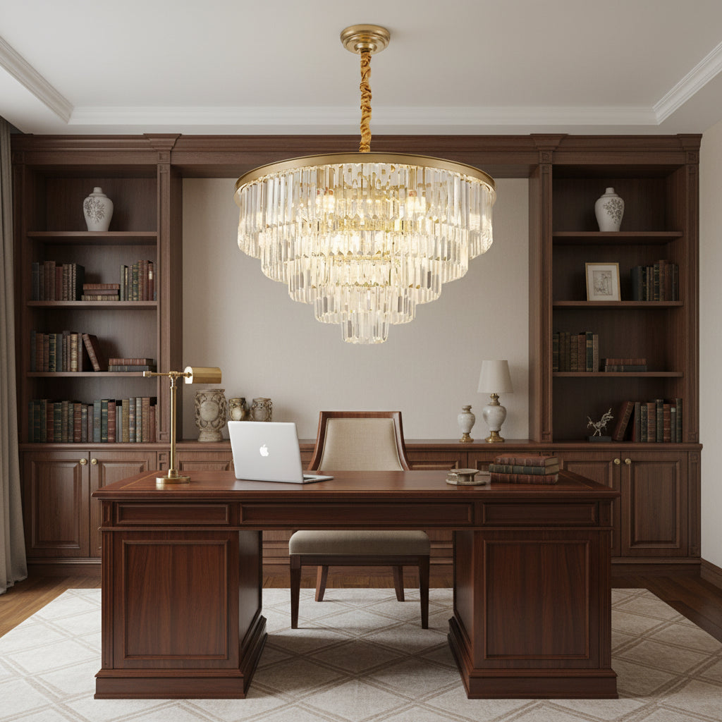 Candelabru Cristal CHAMBORD Eleganza 8xE14, Diametru 48cm, Auriu Mat