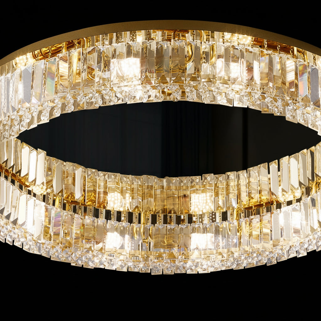 Lustra LED cu telecomanda si cristal VERTUS 18W, 30cm, Cerc, lumina Rece/Calda/Neutra, Dimabila, Auriu, imaginea 4