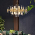 Candelabru Cristal CC850/620GD,10xE14, 62X45cm, Inaltime Reglabila, Auriu Lucios,,Design Elegant, Metal si Cristale