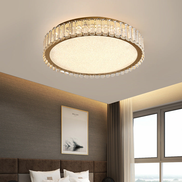 Lustra LED cu telecomanda si cristal LLC152/500CH 59W, 50cm, Cerc, lumina Rece/Calda/Neutra, Dimabila, Crom Lucios