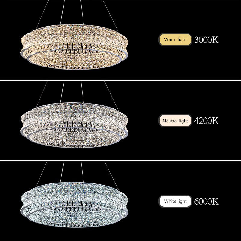 Lustra LED cu Telecomanda, LLC160/750X350CH, Cristal si Metal, 71W, Dimabila, Inaltime Reglabila, Lumina Rece/Calda/Neutra, Iluminat Luxos