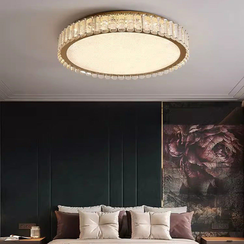 Lustra LED cu telecomanda si cristal LLC152/500CH 59W, 50cm, Cerc, lumina Rece/Calda/Neutra, Dimabila, Crom Lucios