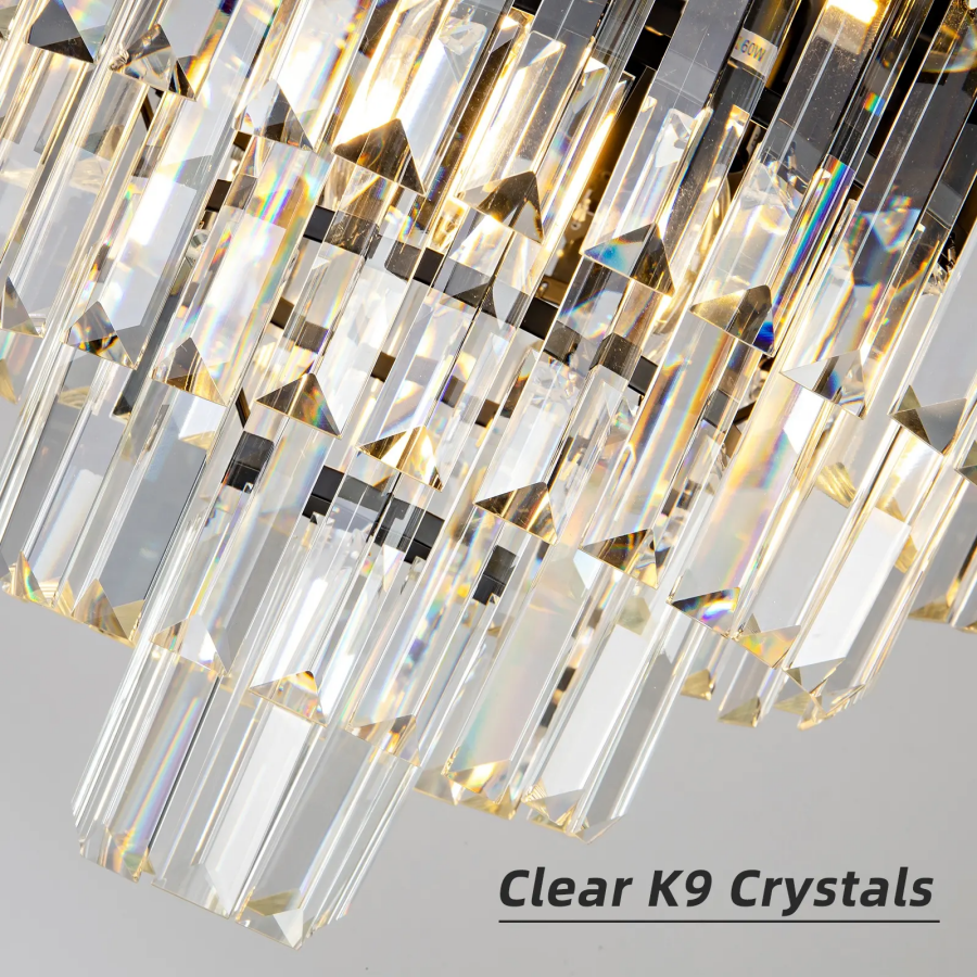 Candelabru Cristal BLOIS Magno 8x E14 D55 cm Negru Auriu Inaltime Reglabila